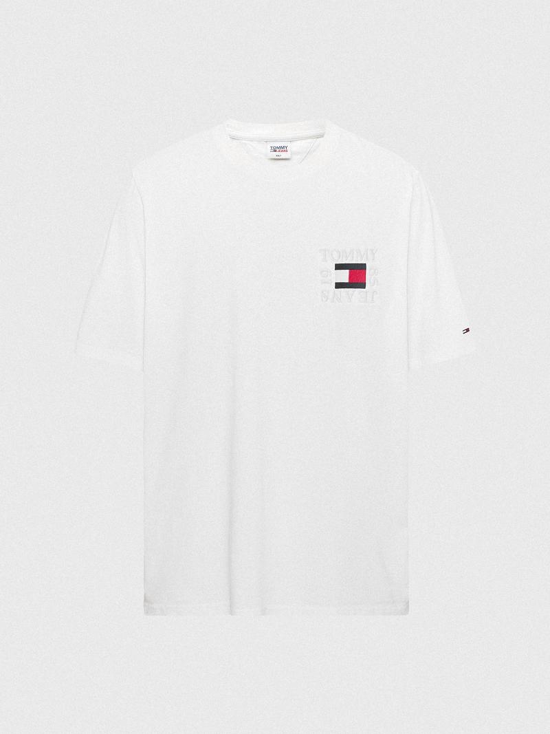 Férfi Tommy Hilfiger Big and tall box logo Póló Fehér | HU 785ILH